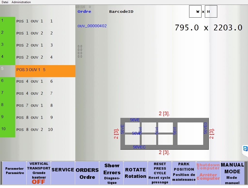 Rahmenpresse Bp-2000-el - Mainscreen Bedienkonsole